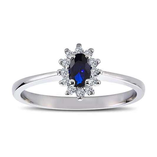 Oval Sapphire Tournament Ring with Diamonds