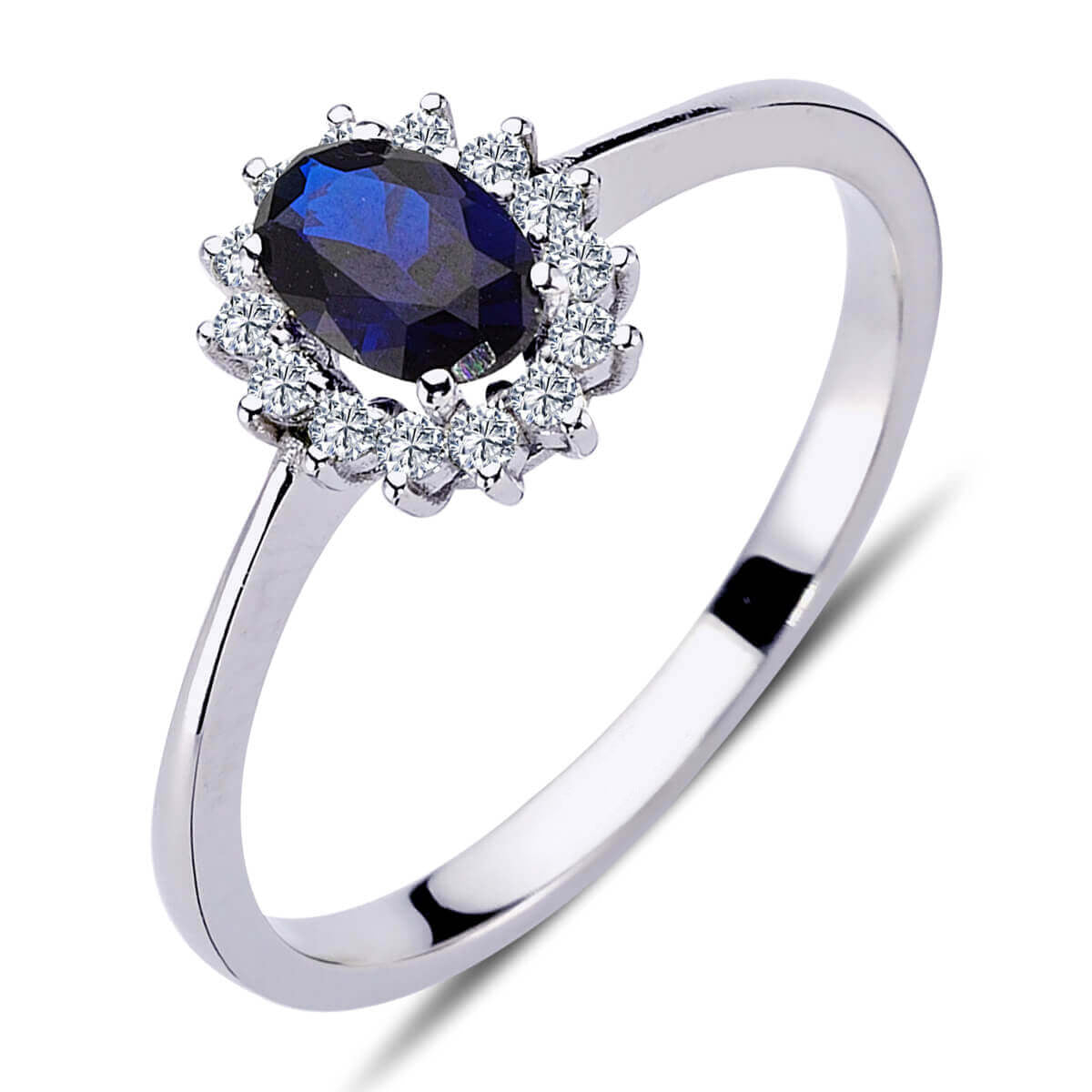 Oval Sapphire Tournament Ring with Diamonds