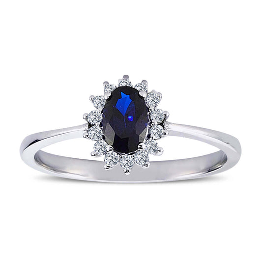 Oval Sapphire Tournament Ring with Diamonds