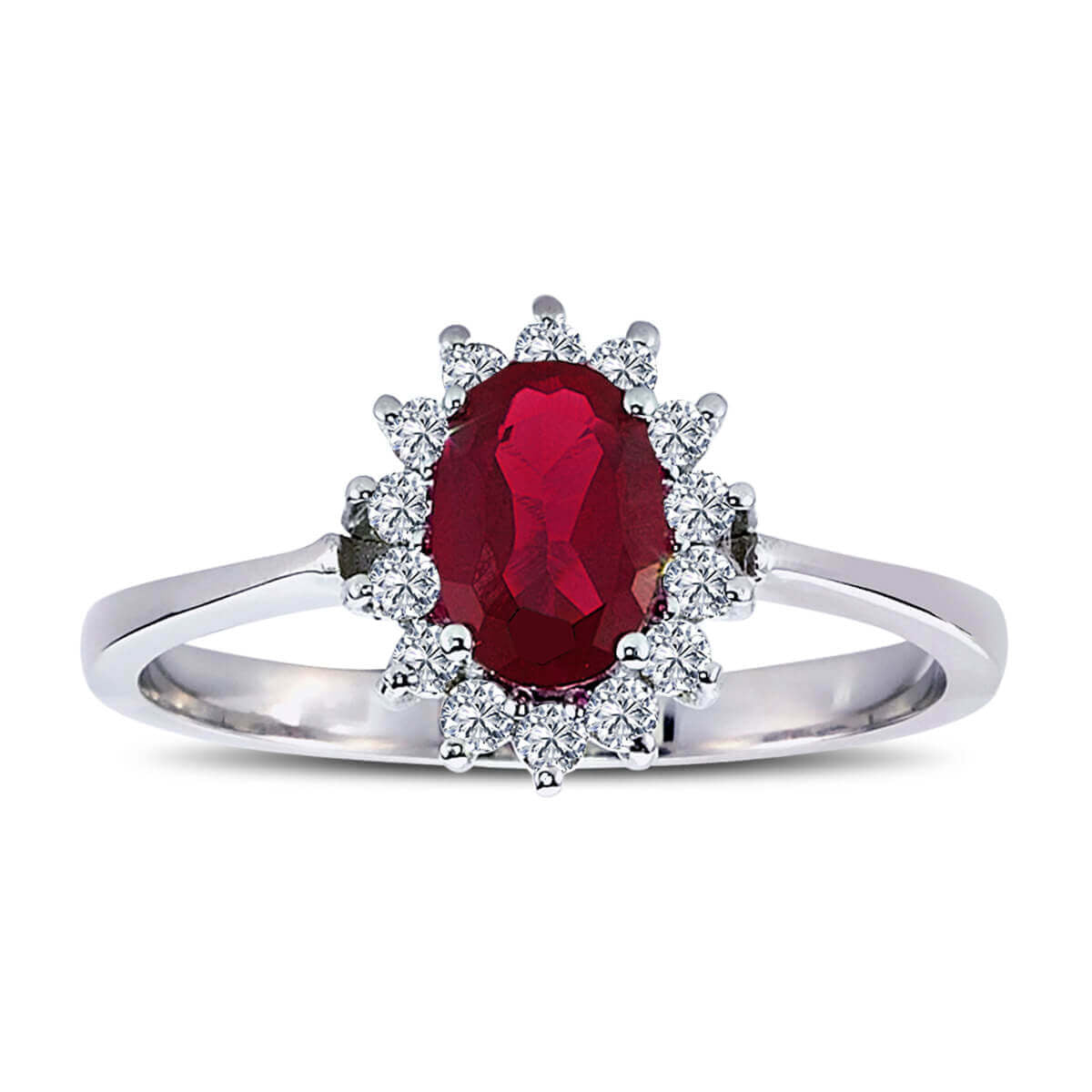 Oval Ruby Entourage Ring with Diamonds