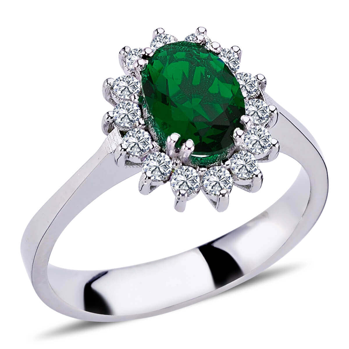 Oval Emerald Entourage Ring with Diamonds