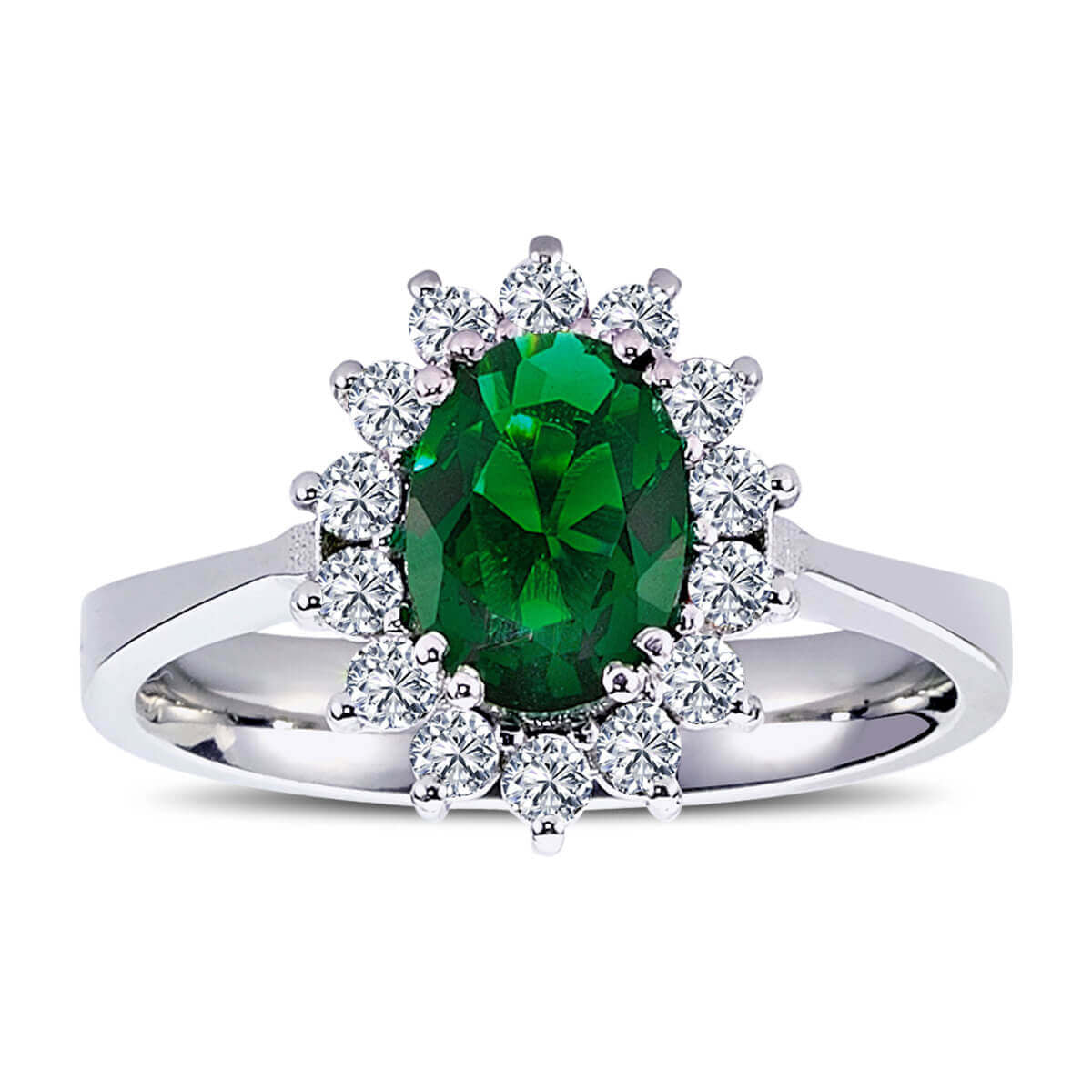Oval Emerald Entourage Ring with Diamonds