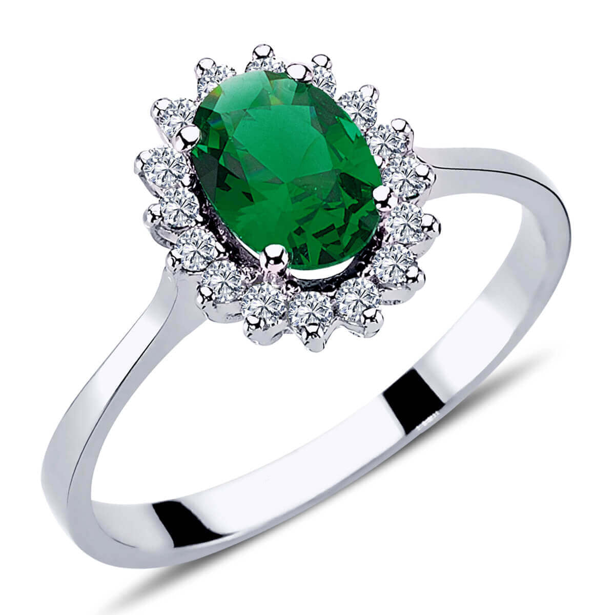 Oval Emerald Ring with Diamonds