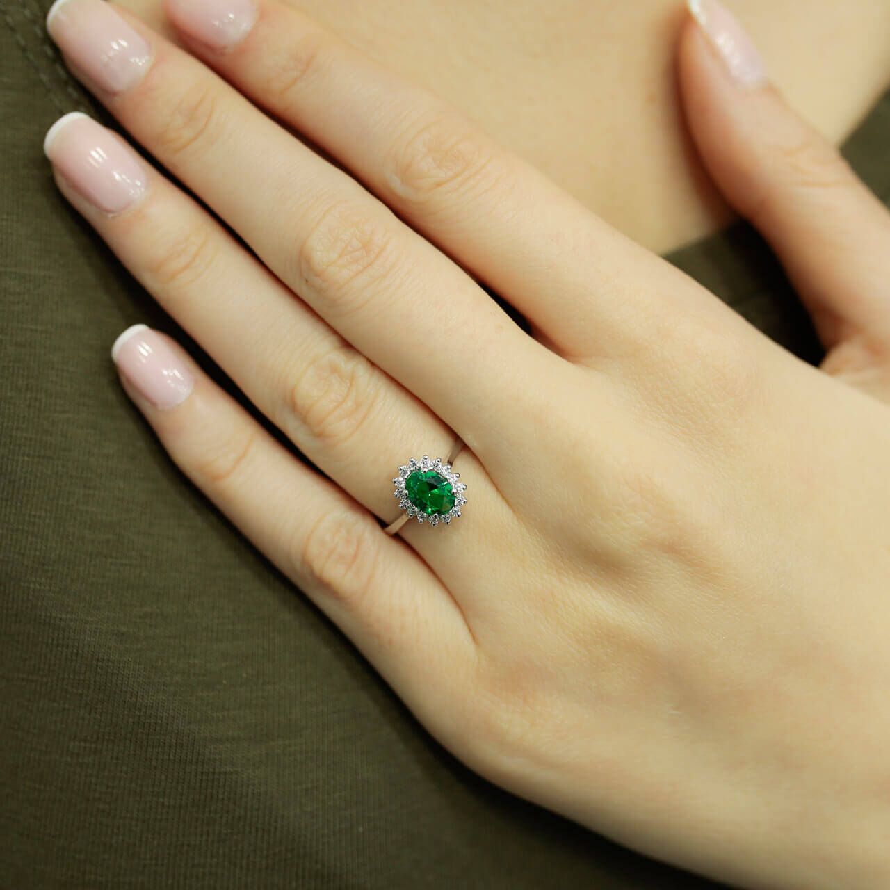 Oval Emerald Ring with Diamonds