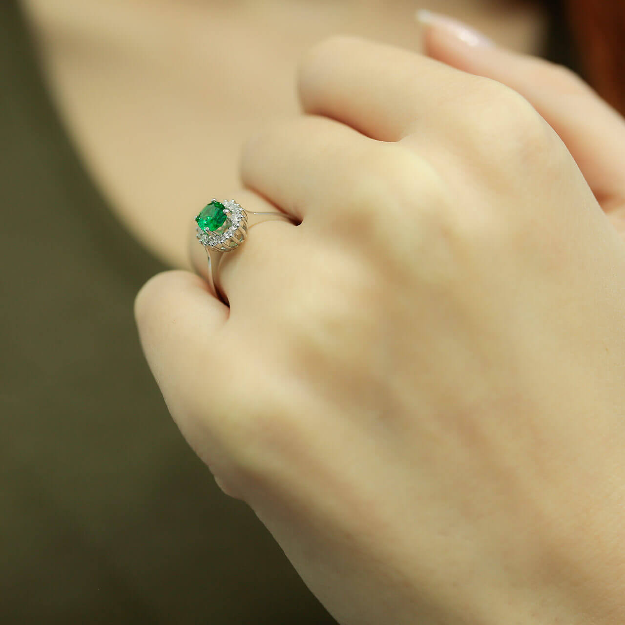 Oval Emerald Ring with Diamonds