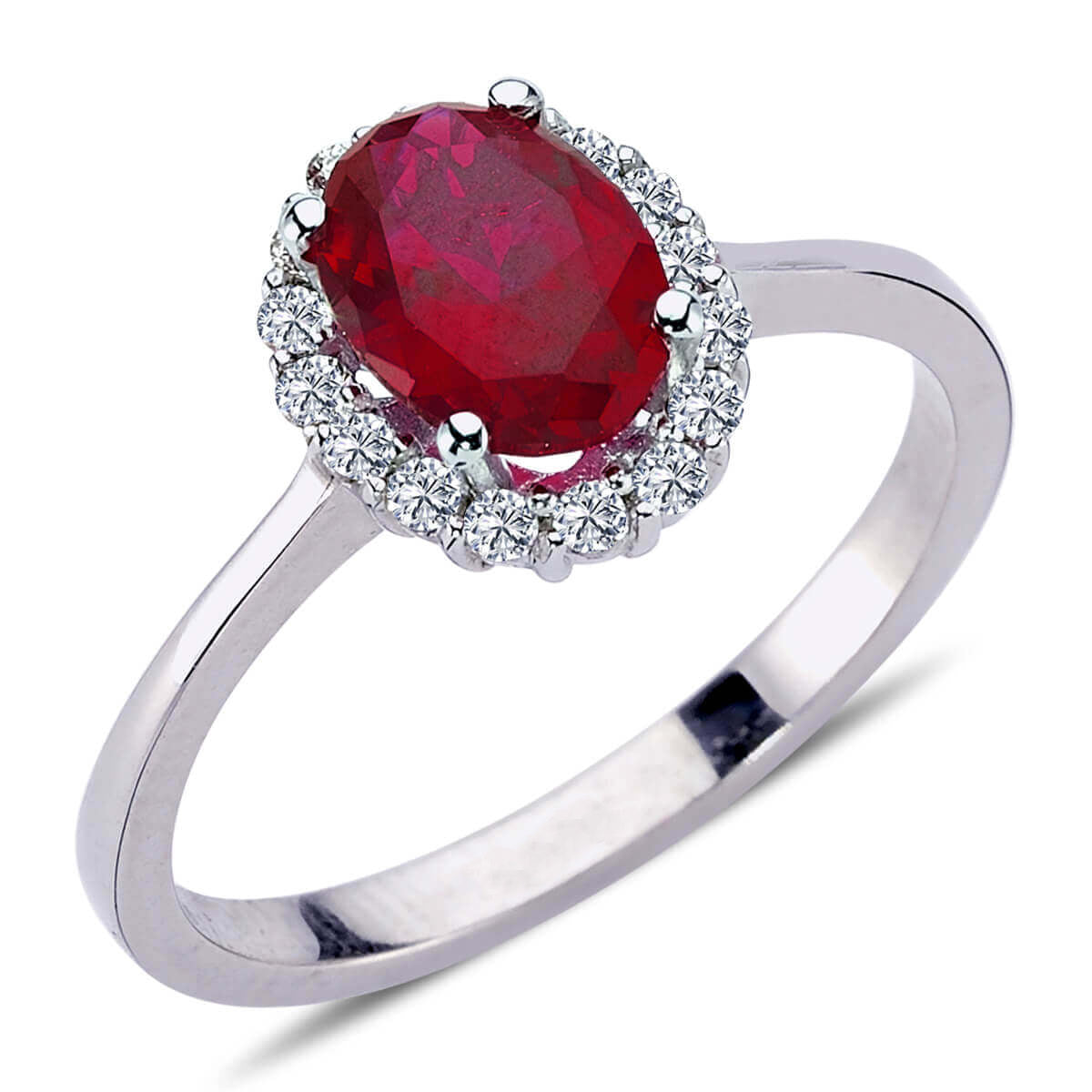 Oval Ruby Entourage Ring with Diamonds