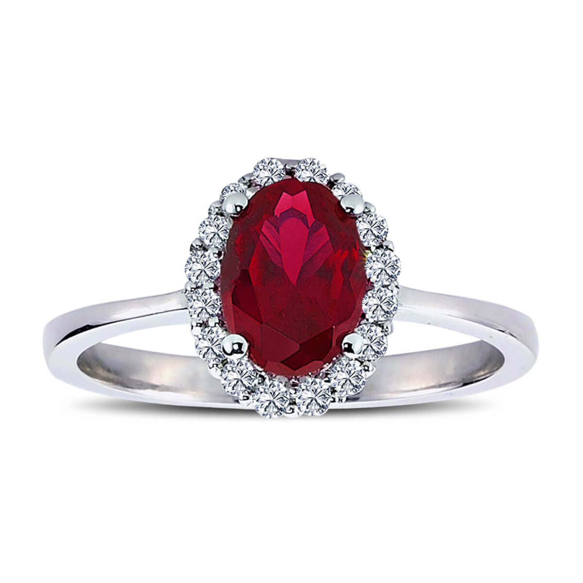 Oval Ruby Entourage Ring with Diamonds