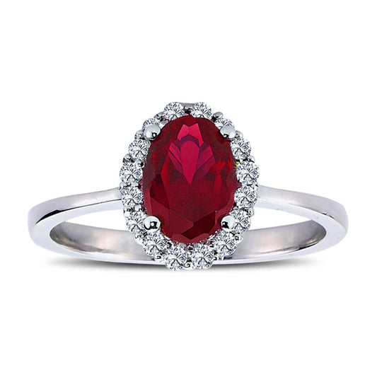 Oval Ruby Entourage Ring with Diamonds