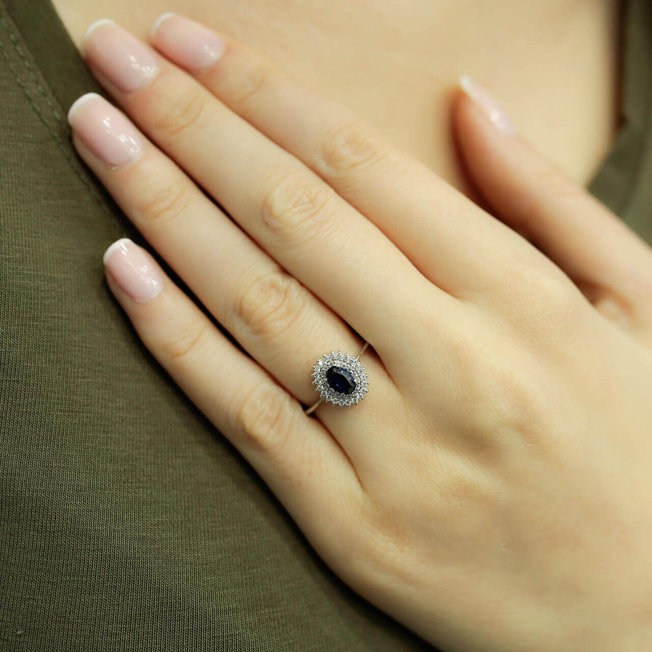 Oval Sapphire Tournament Ring with Diamonds