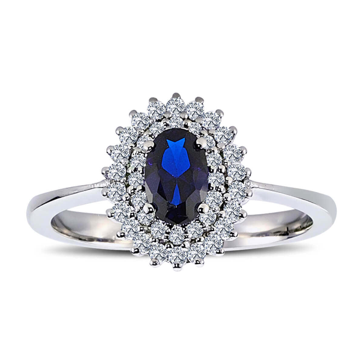 Oval Sapphire Tournament Ring with Diamonds