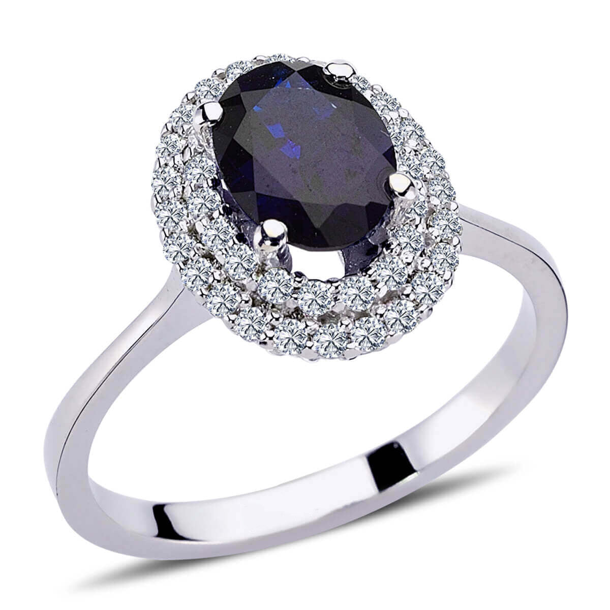 Oval Sapphire Tournament Ring with Diamonds