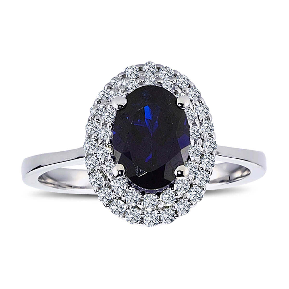 Oval Sapphire Tournament Ring with Diamonds