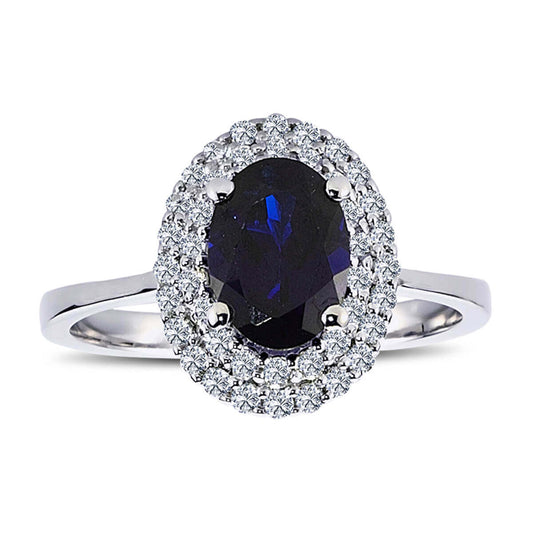 Oval Sapphire Tournament Ring with Diamonds