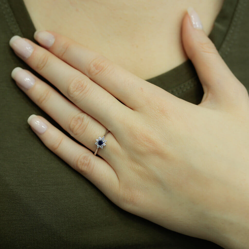 Diamond Sapphire Tournament Ring