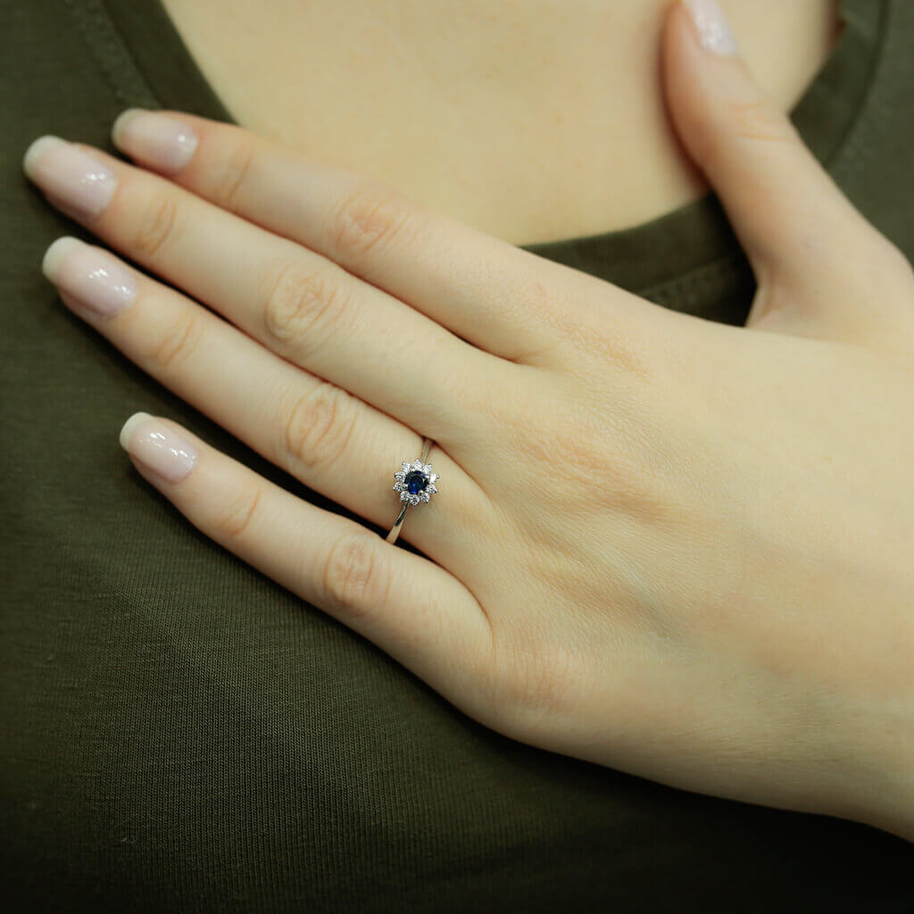 Diamond Sapphire Tournament Ring