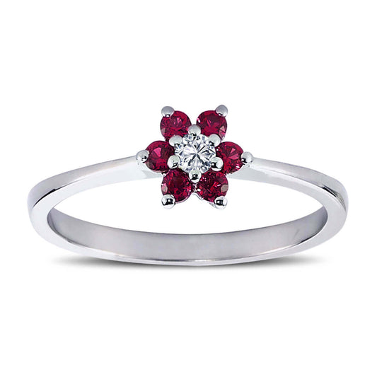Ruby Daisy Ring with Diamonds