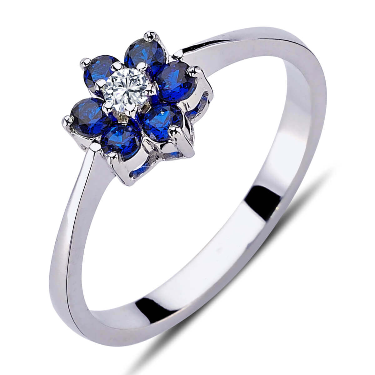Diamond Sapphire Daisy Ring
