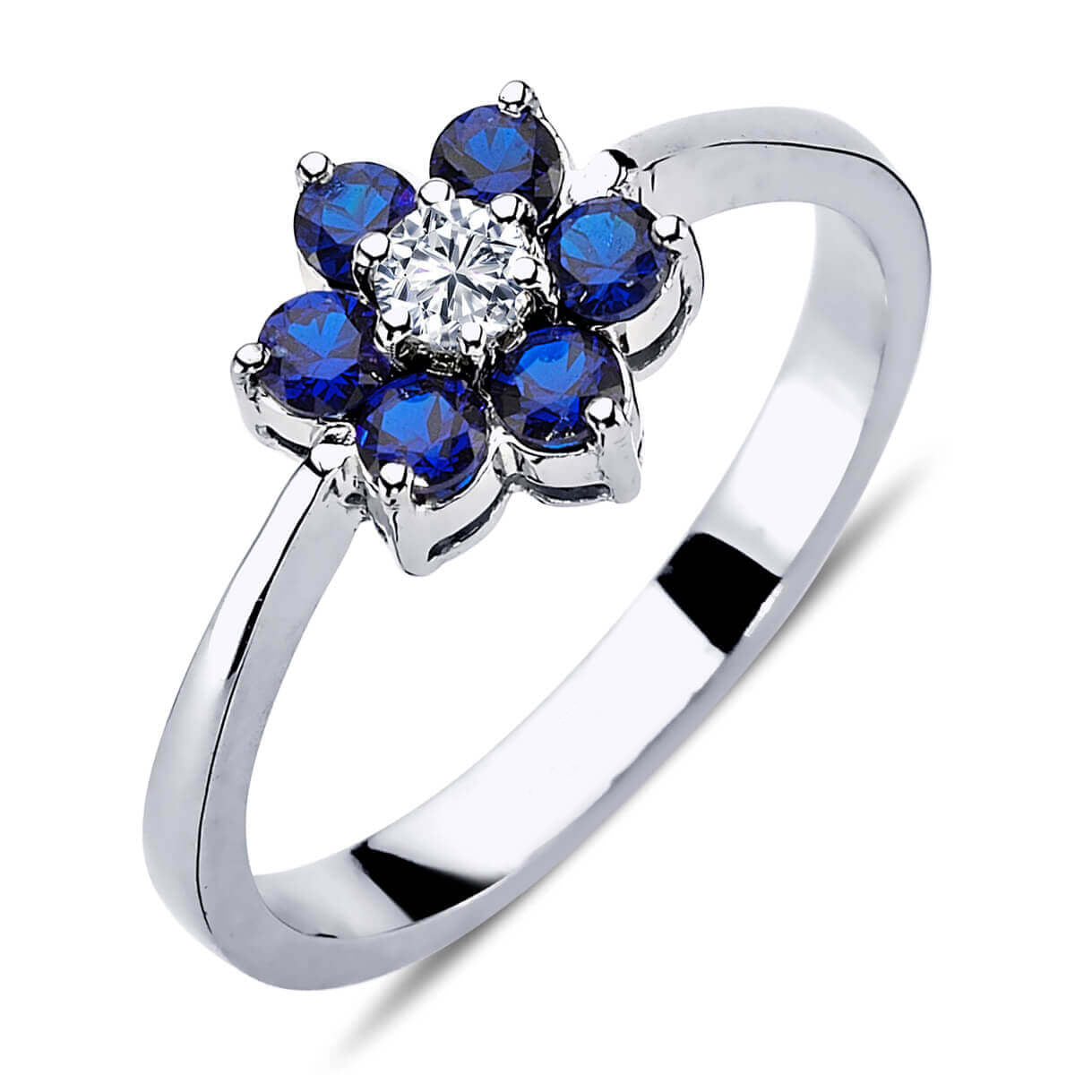 Diamond Sapphire Daisy Ring