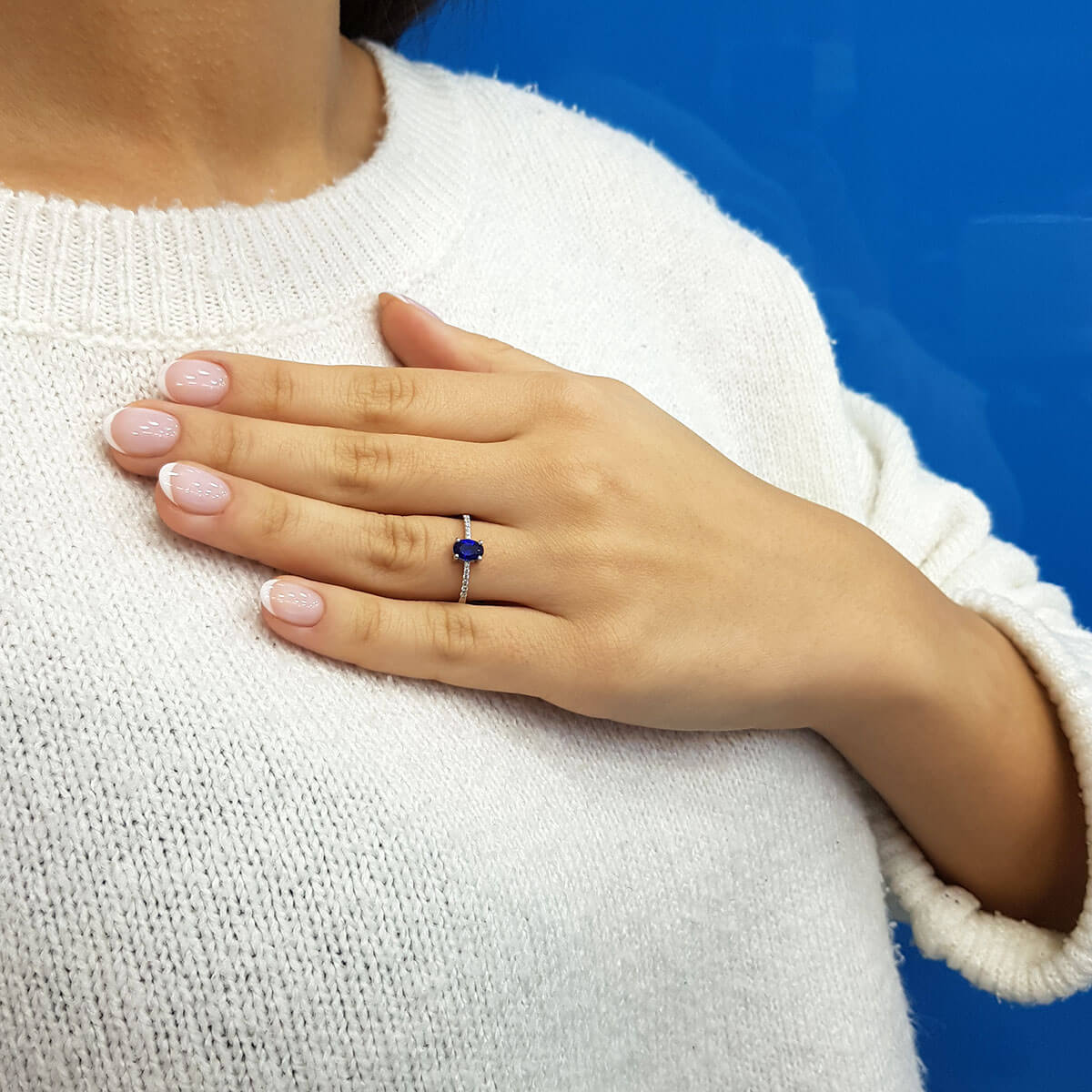 Diamond Oval Sapphire Ring