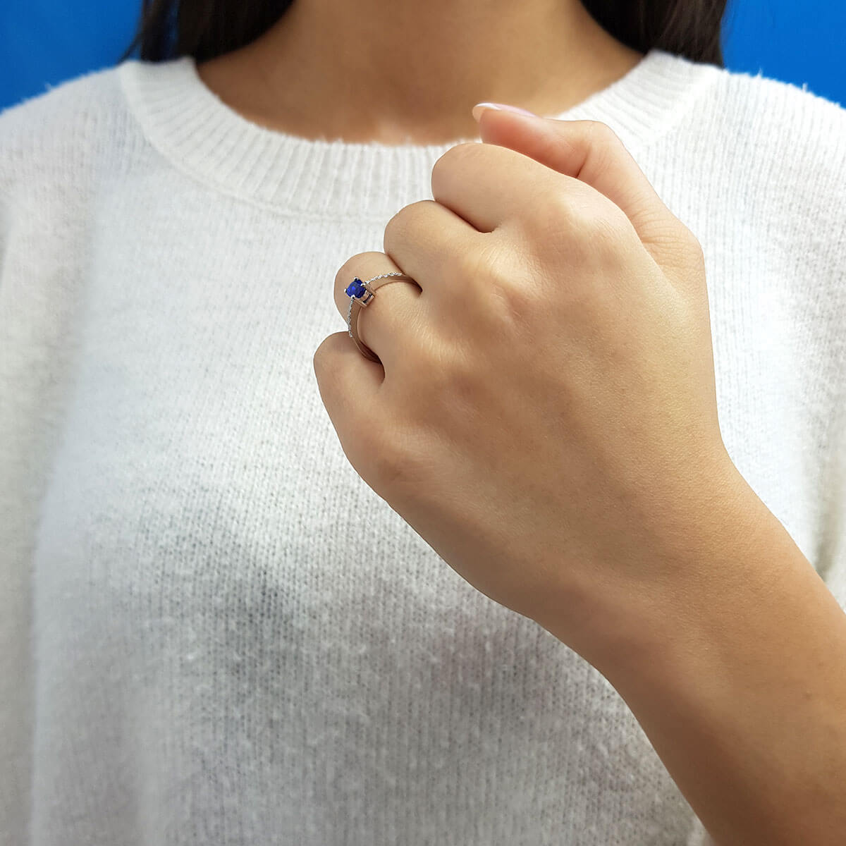 Diamond Oval Sapphire Ring