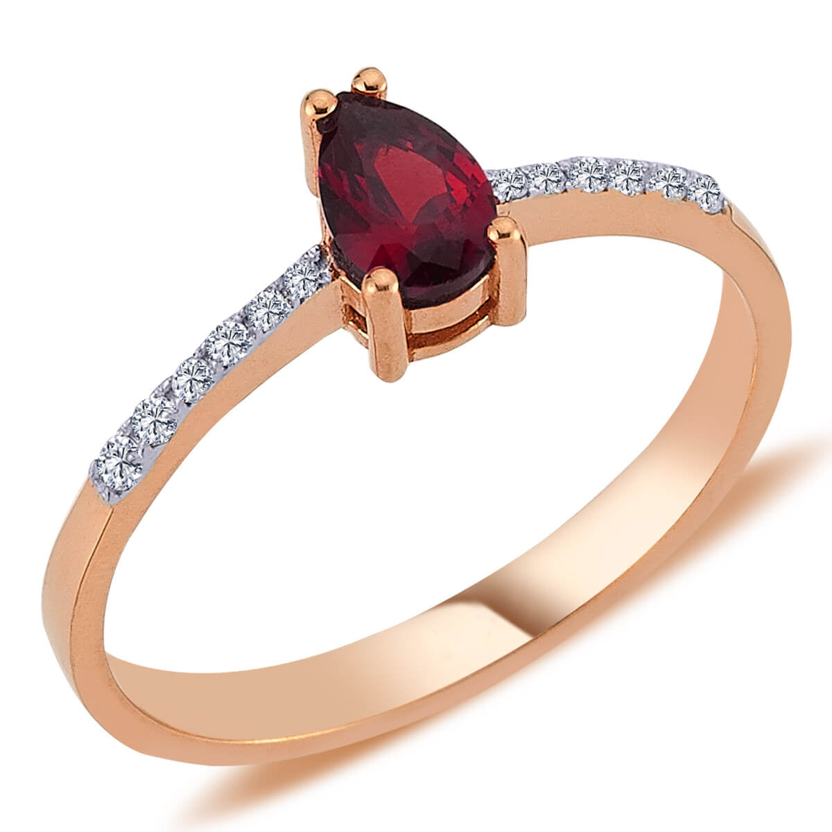 Diamond teardrop Ruby Ring