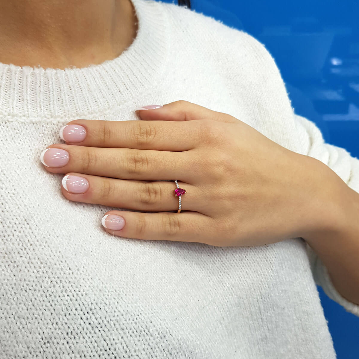 Diamond teardrop Ruby Ring