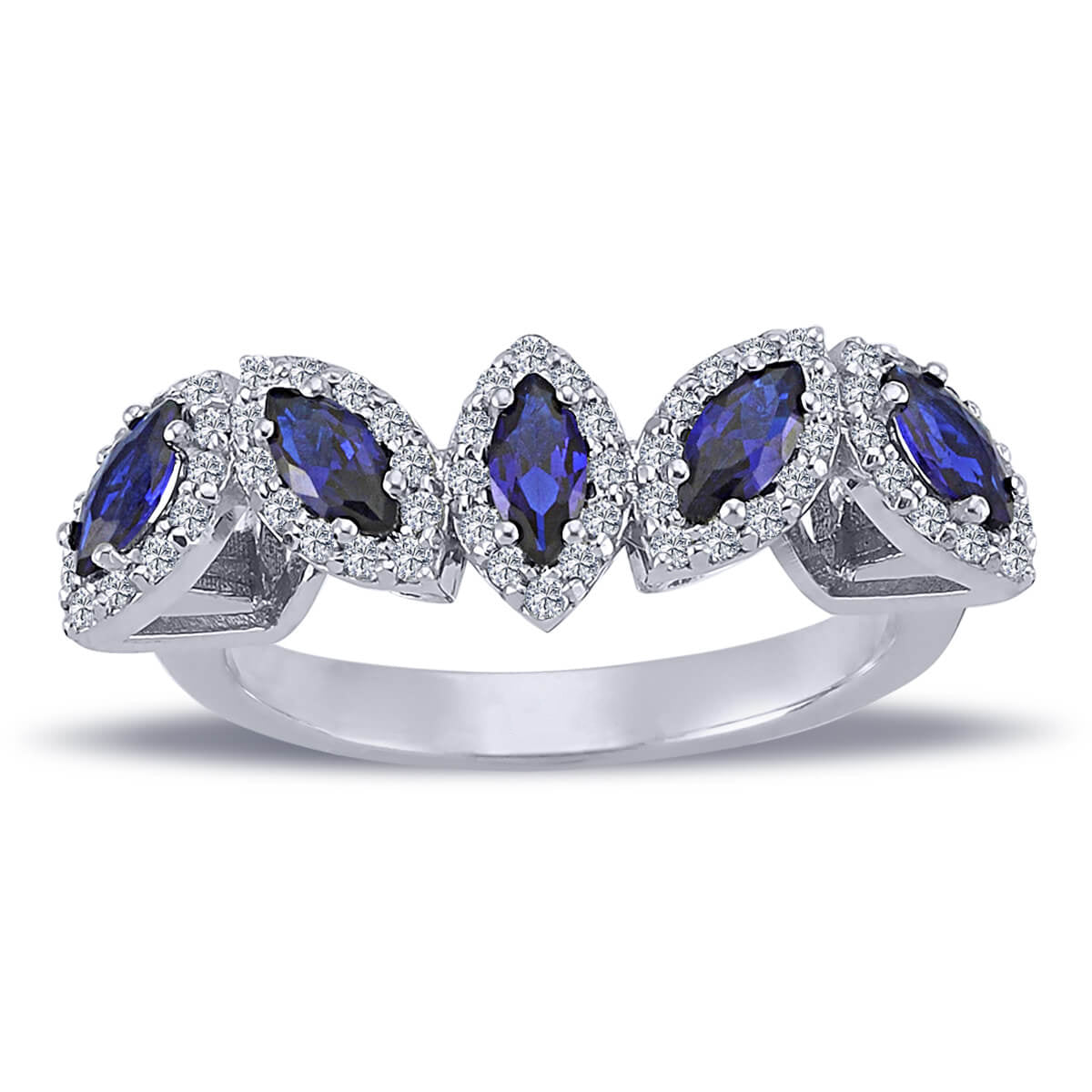 Diamond Marquise Sapphire Five Stone Ring