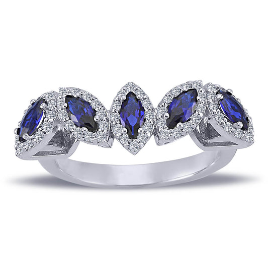 Diamond Marquise Sapphire Five Stone Ring