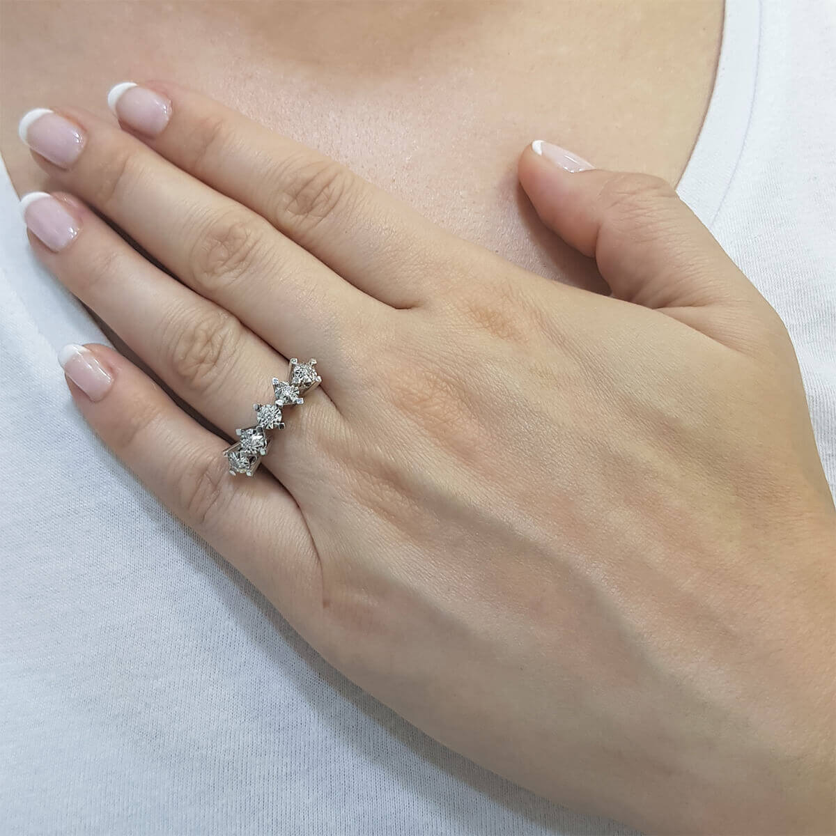 1.50 Five Stone Simulated Diamond Ring