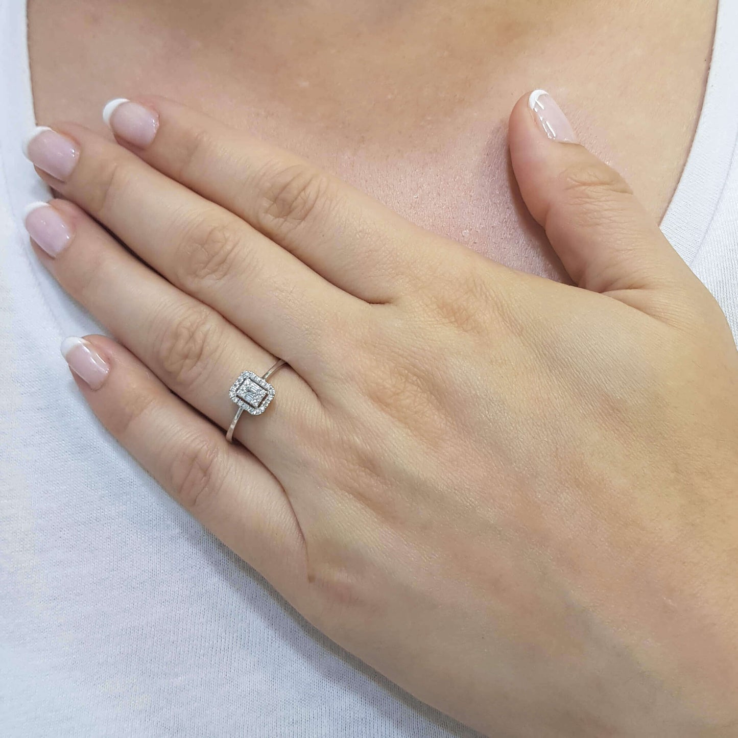 0.14 Carat Baguette Diamond Ring