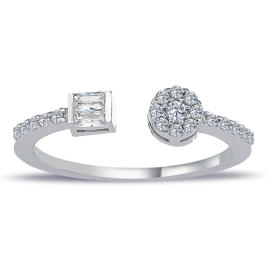 Baguette and Round Diamond Open End Ring