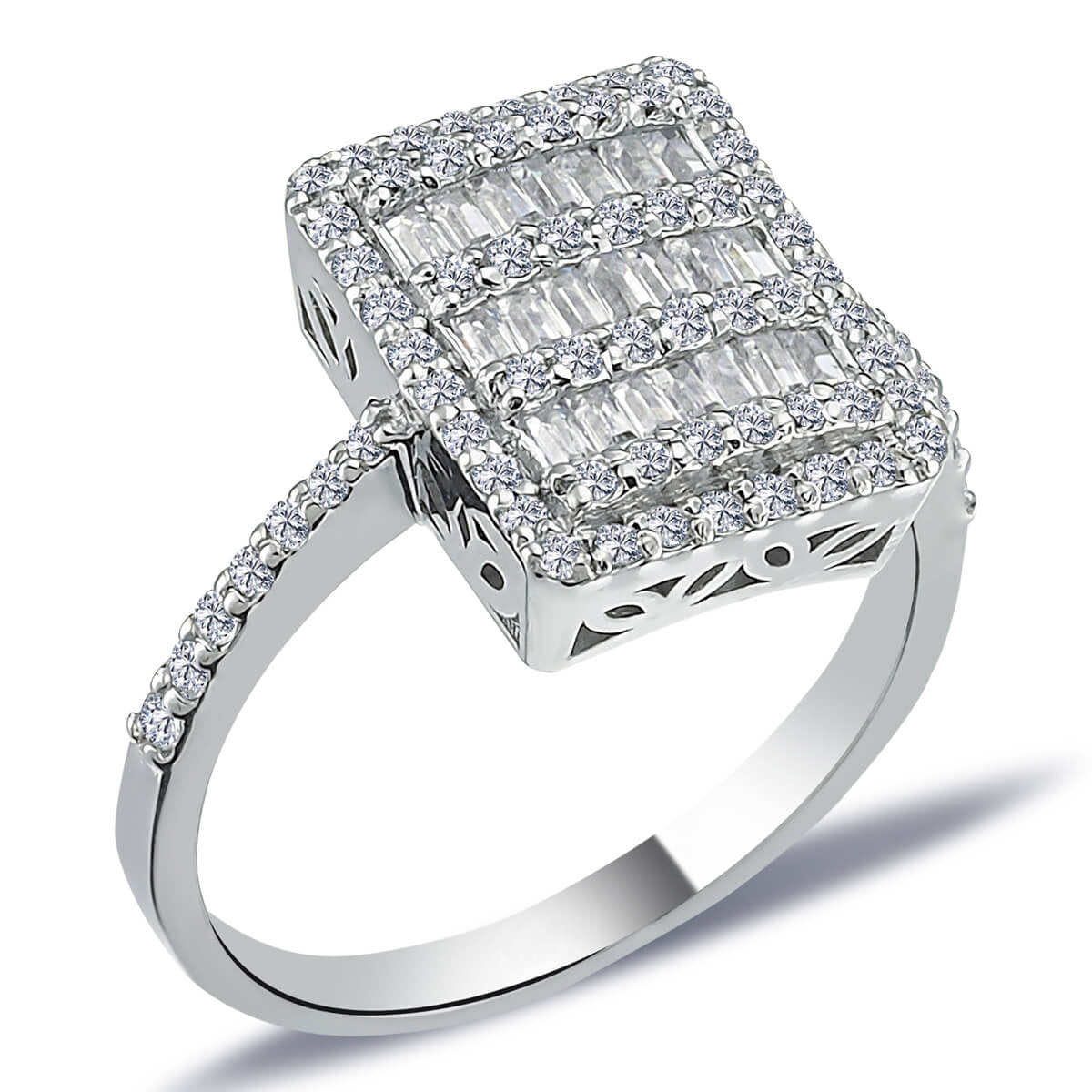 Baguette and Round Diamond Stone Menua Ring