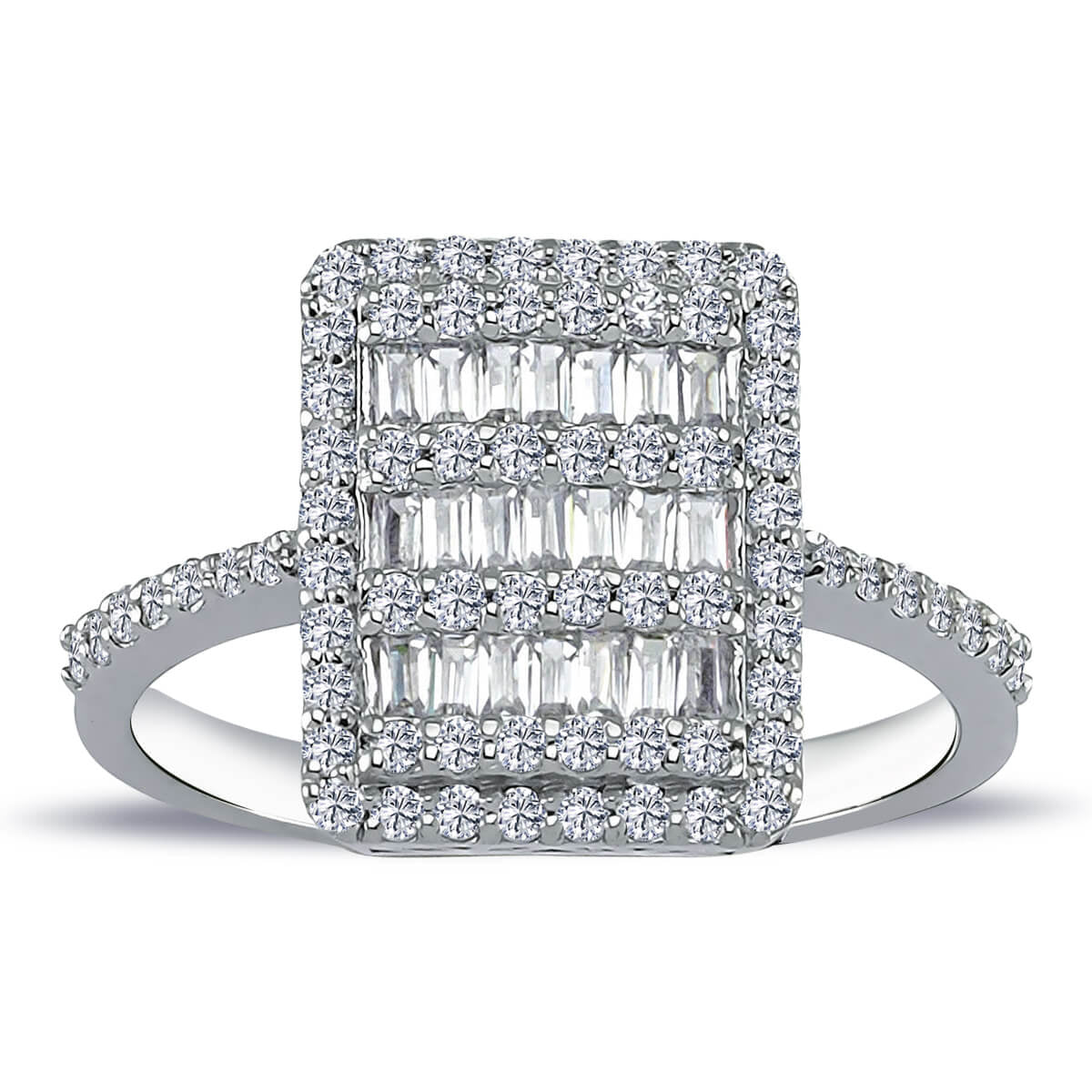 Baguette and Round Diamond Stone Menua Ring