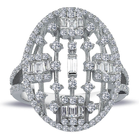 Baguette and Round Diamond Stone Arame Ring