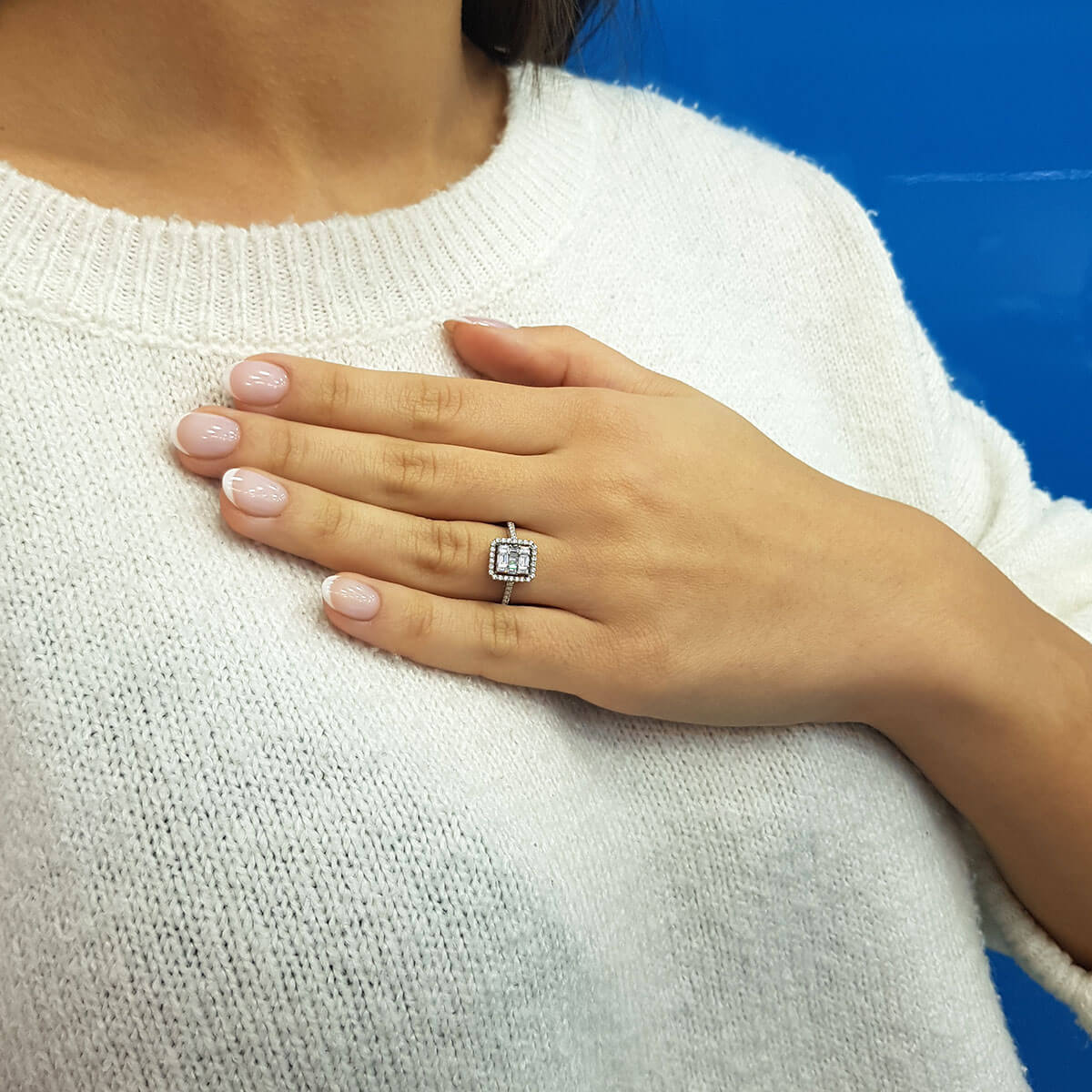 0.46 Carat Baguette and Four-Corner Diamond Ring