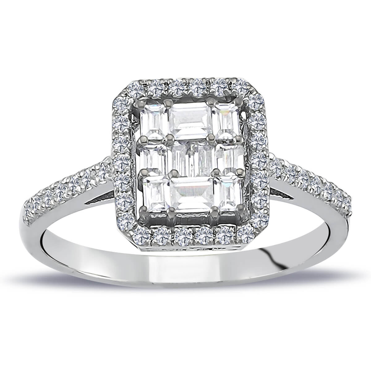 0.46 Carat Baguette and Four-Corner Diamond Ring