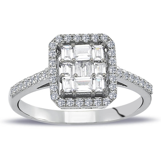 0.46 Carat Baguette and Four-Corner Diamond Ring