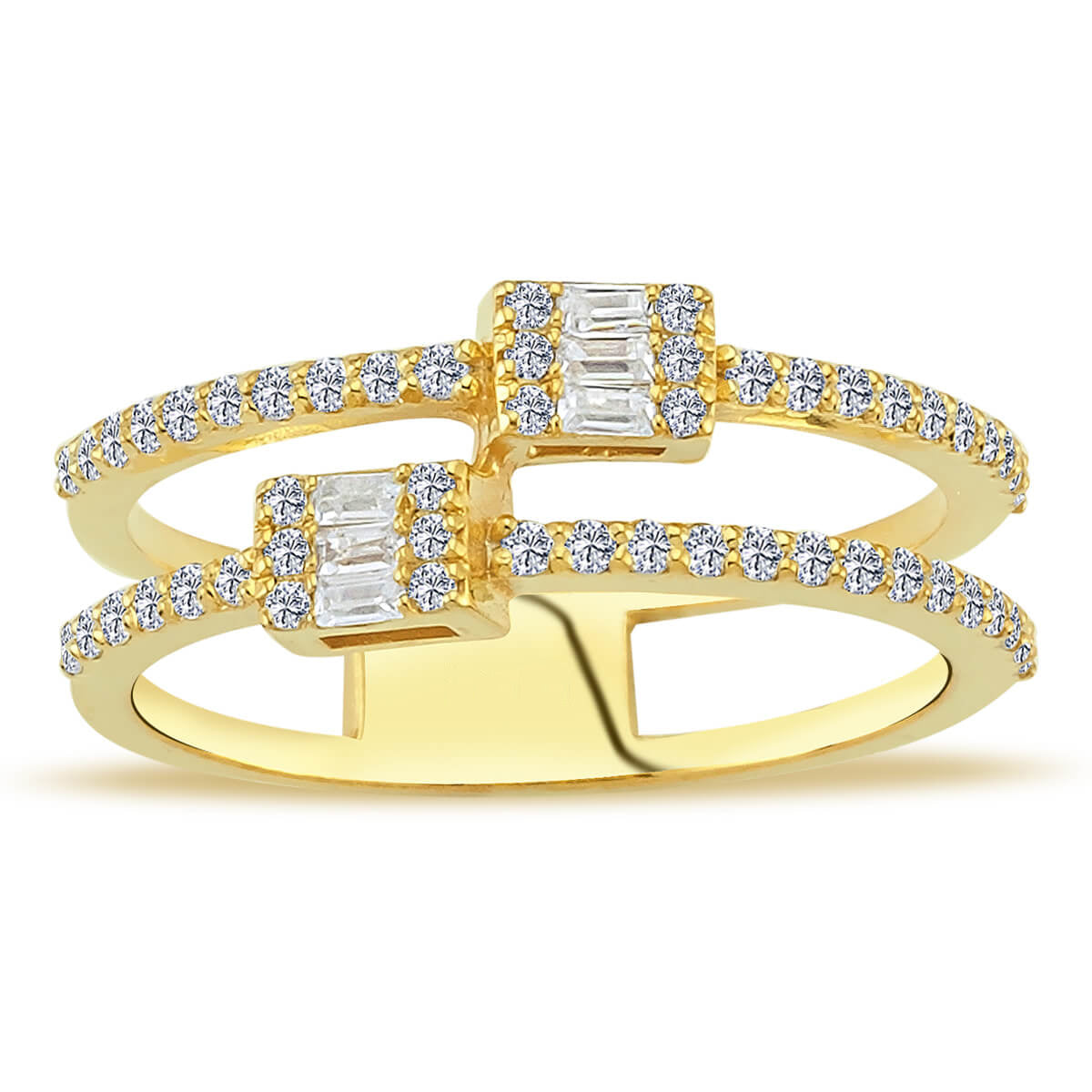 Baguette and Round Diamond Double Meher Ring