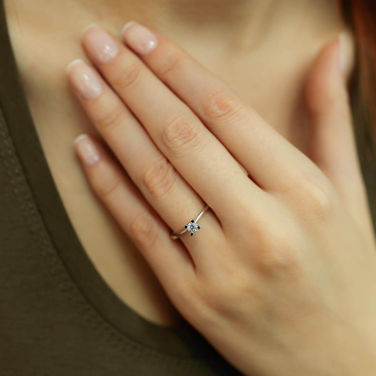 E Color 0.17 Carat Diamond Solitaire Ring