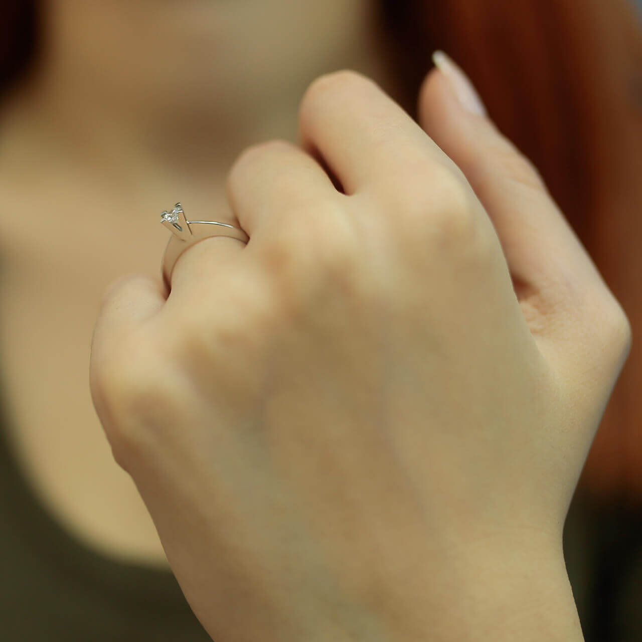 E Color 0.17 Carat Diamond Solitaire Ring