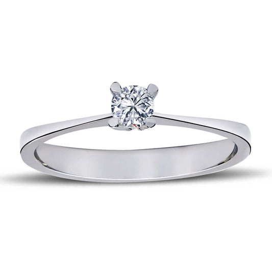 F Color 0.14 Carat Diamond Solitaire Ring
