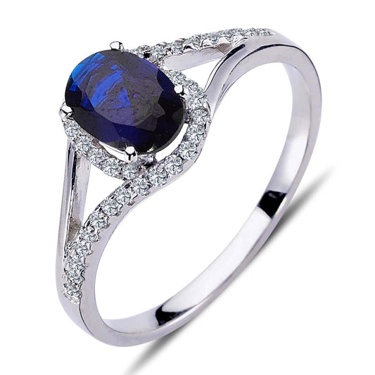 Diamond Oval Sapphire Ring