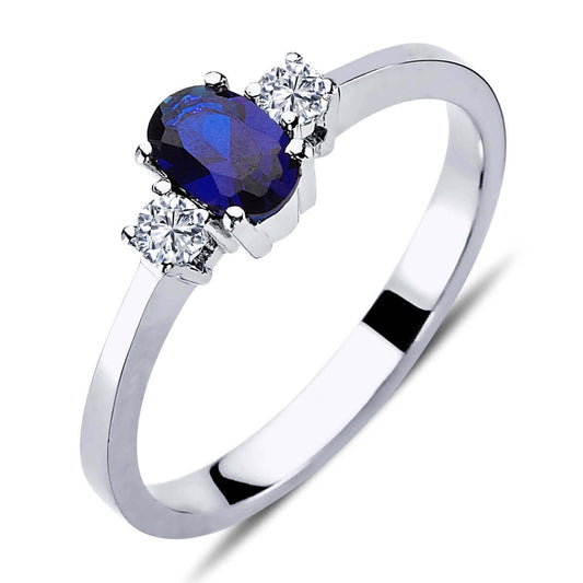 Diamond Oval Sapphire Ring
