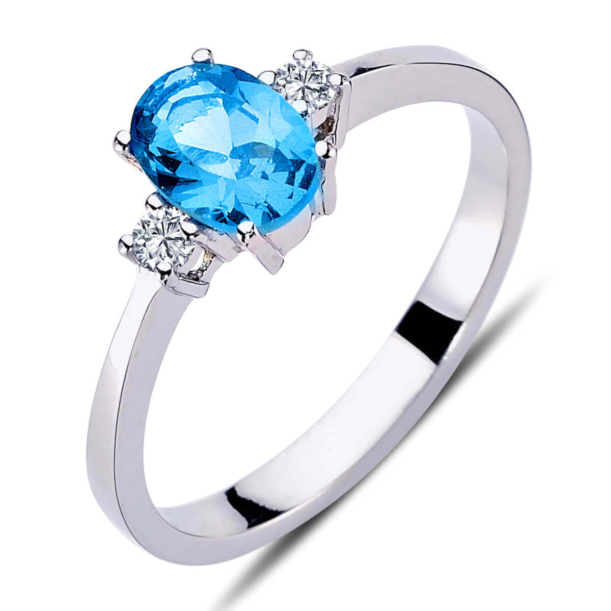 Diamond Blue Oval Topaz Ring