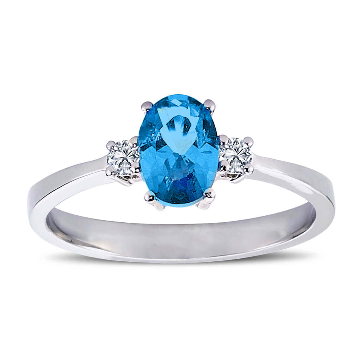 Diamond Blue Oval Topaz Ring