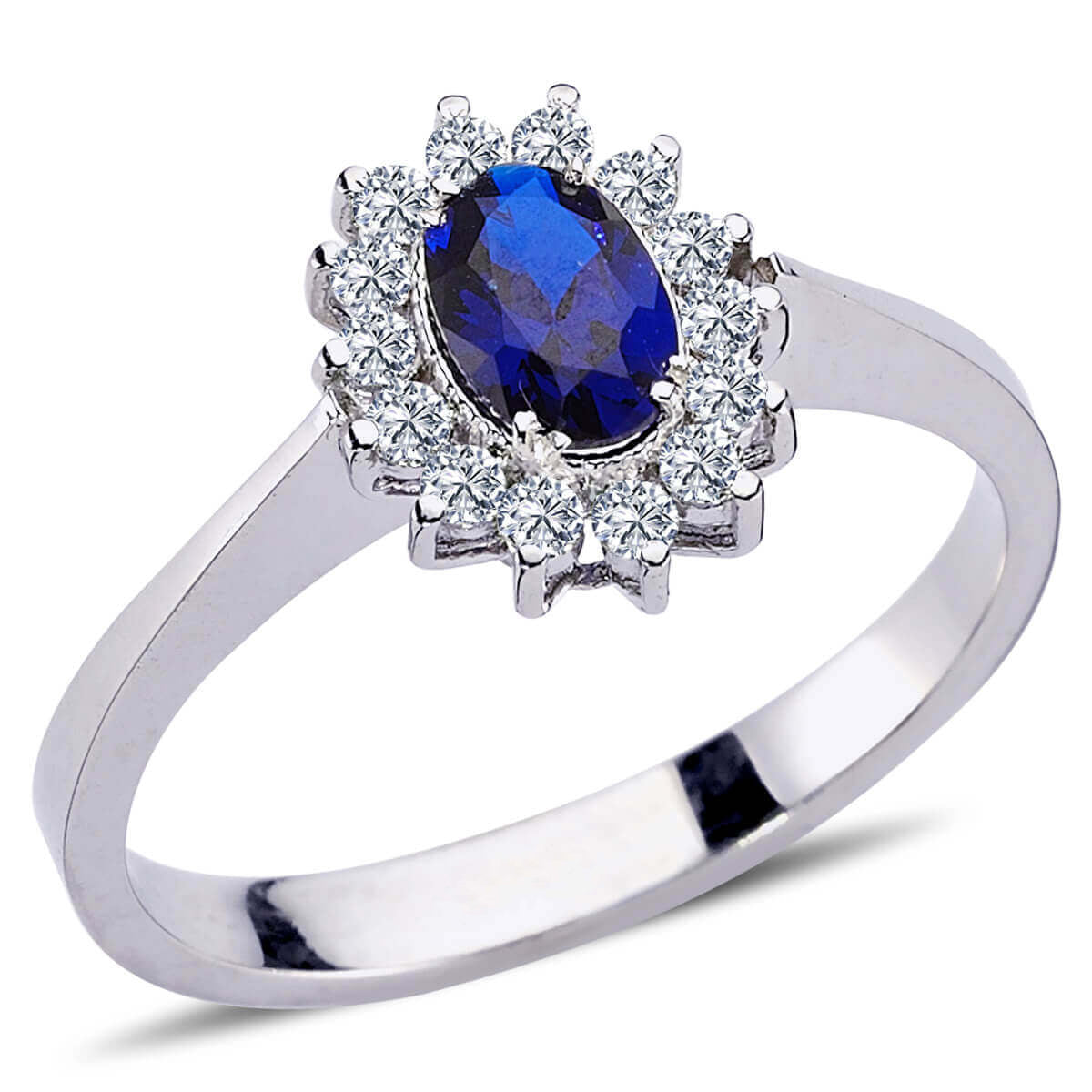 Oval Sapphire Tournament Ring with Diamonds