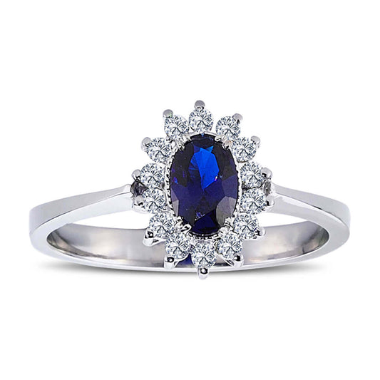 Oval Sapphire Tournament Ring with Diamonds