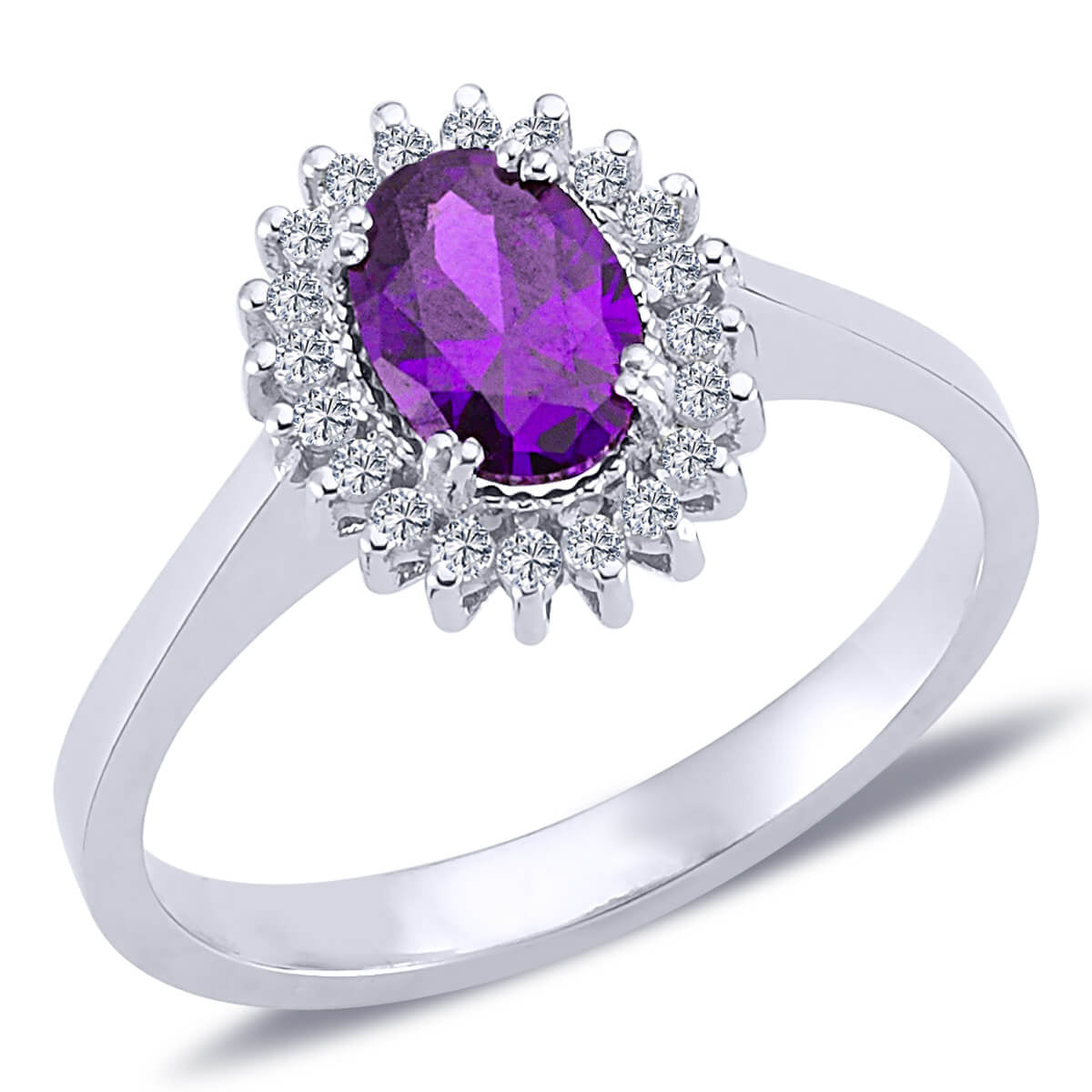 Diamond Oval Amethyst Entourage Ring