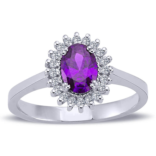 Diamond Oval Amethyst Entourage Ring