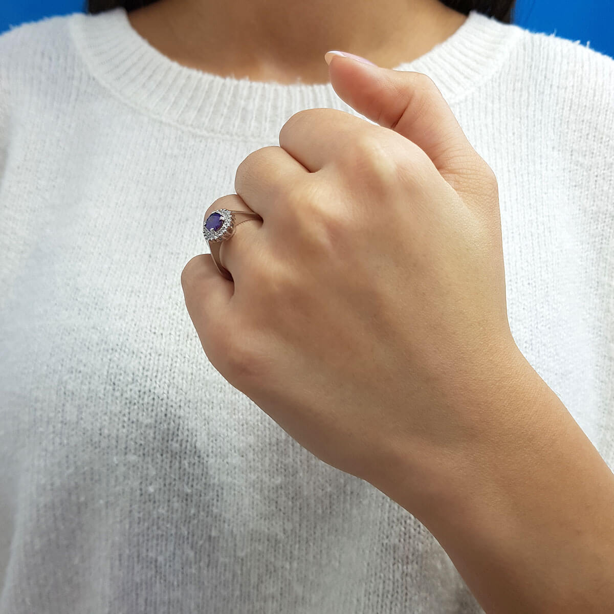 Diamond Oval Amethyst Entourage Ring